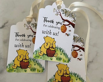 winnie pooh/ winnie pooh labels tags/ party favor tags/ baby shower/ birthday party/ tags/ labels tags/ winnie pooh tags
