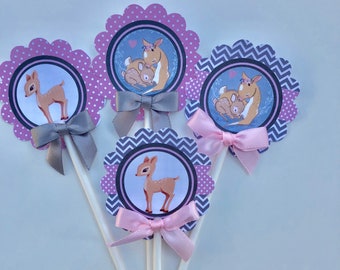 Deer  cupcake toppers/ Deer baby shower/ woodland cupcake toppers/ Deer baby shower cupcake toppers