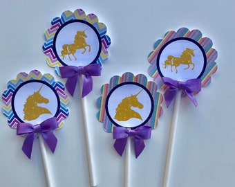 Unicorn Cupcake toppers/ Unicorn decorations/ Unicorn birthday party/ cupcake toppers/ unicorn