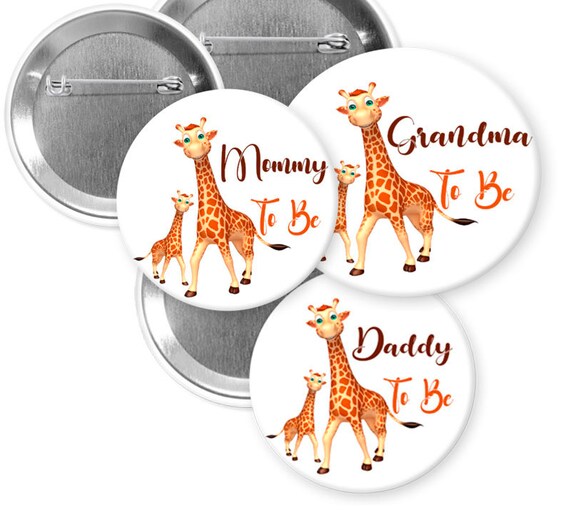 giraffe/giraffe baby shower/giraffe theme/safari/pins buttons/ safari