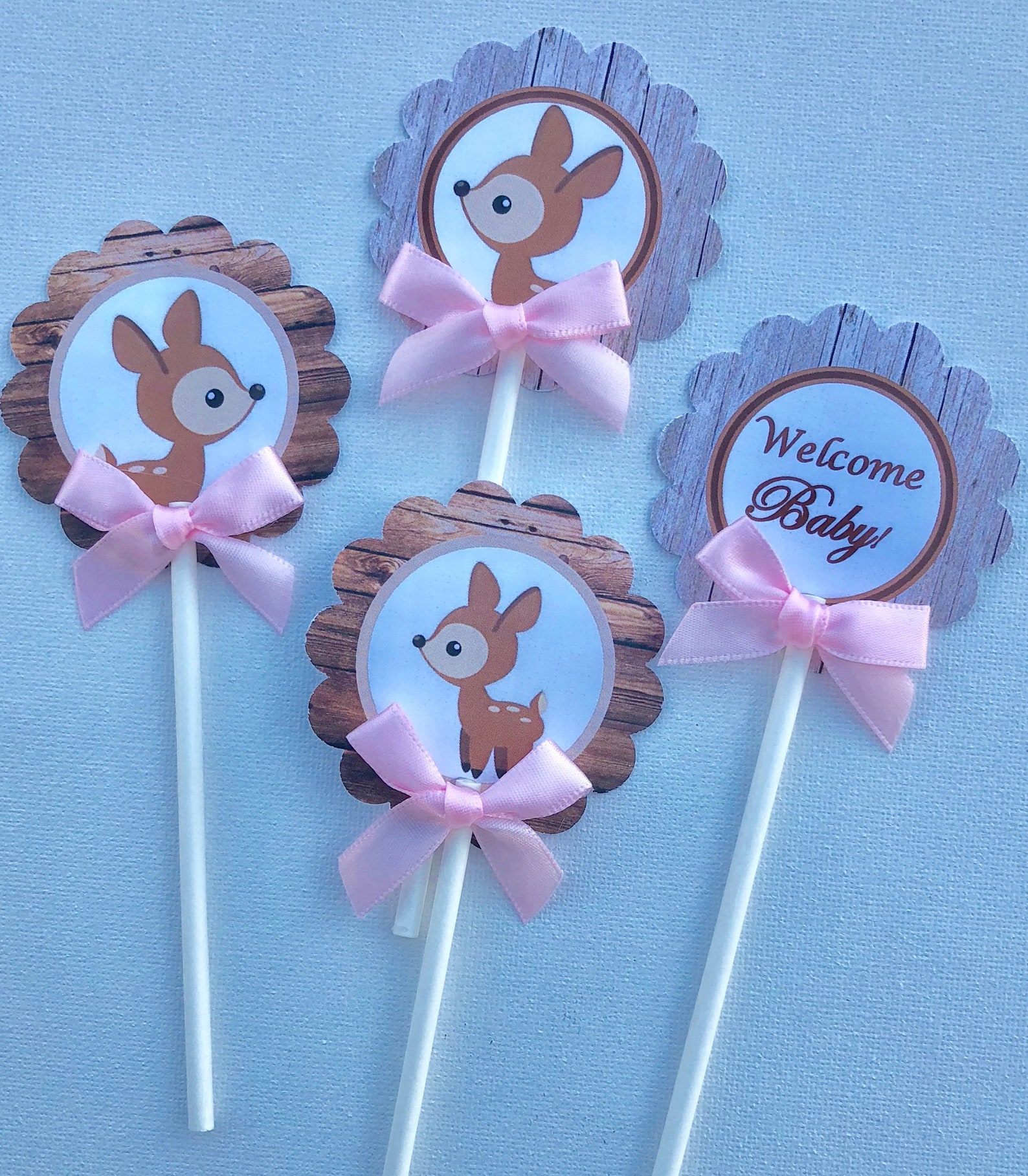 Deer Cupcake Toppers/ Deer/ Deer Baby Shower/ Cupcake Toppers/ Etsy