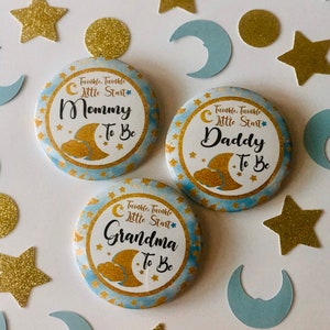 twinkle twinkle little start / baby shower/ pins buttons/ mommy to be/ buttons/ start/ moon/Mommy to be