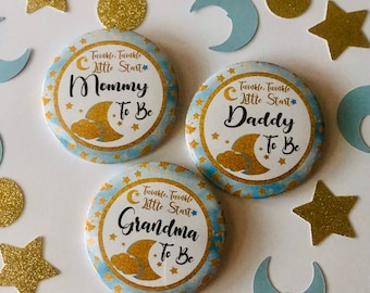 twinkle twinkle little start / baby shower/ pins buttons/ mommy to be/ buttons/ start/ moon/Mommy to be
