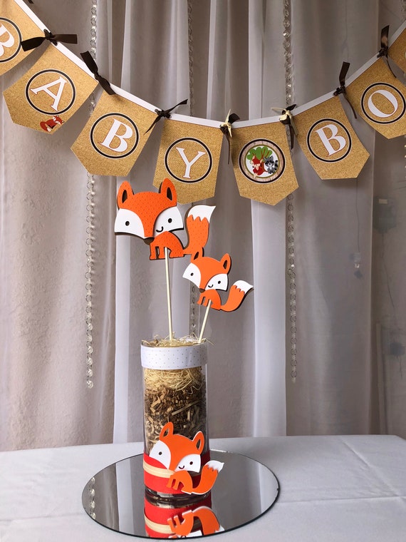 Woodland baby shower / Fox centerpieces stick/ Woodland birthday party ...