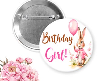 Flopsy Rabbit First Birthday/  1st Birthday/ peter rabbit pins buttons/ rabbit pin buttons/ birthday girl/ Easter