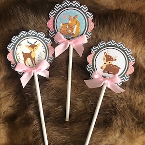 Deer  cupcake toppers/ Deer baby shower/ woodland cupcake toppers/ Deer baby shower cupcake toppers