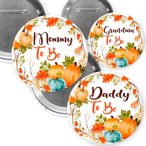 Pumpkin/ autumn pumpkin/ fall/ baby shower/ mommy to be/ pumpkin theme/  pins buttons/ birthday decorations