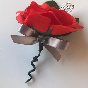 Red and Silver / Prom corsage/ prom wrist corsage/ wrist corsage/ prom wrist corsage/ wedding/ prom image 4