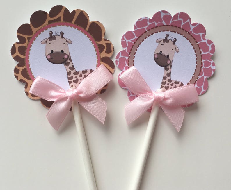 Giraffe cupcake toppers/Giraffe baby shower cupcake toppers/Giraffe theme/ Cupcake toppers image 3