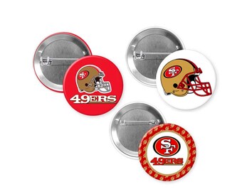 San Francisco 49ers/ football/ pins buttons/ san francisco/ sport game/ 49ers/ birthday party/ mommy to be/ football theme/sport/6 buttons