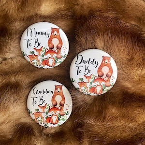 woodland/ Deer/ Baby shower/ pin back baby shower/ button/ pin back/ gender reveal/ woodland/ mommy to be/greenery/boho