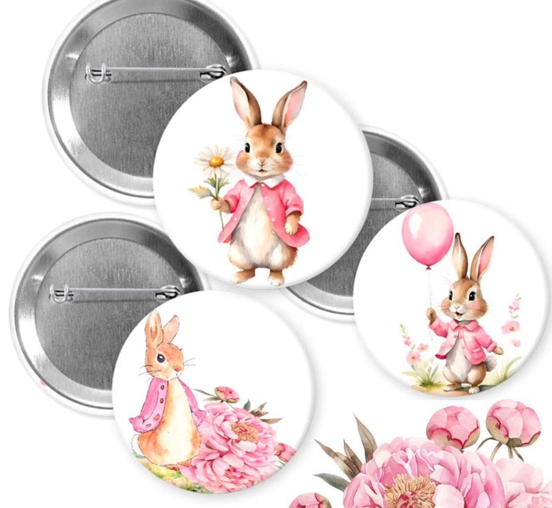 Laughing Rabbit Pin Flopsy Rabbit/ Rabbit Pins Buttons/ Bunny Pins Buttons/bunnies ...