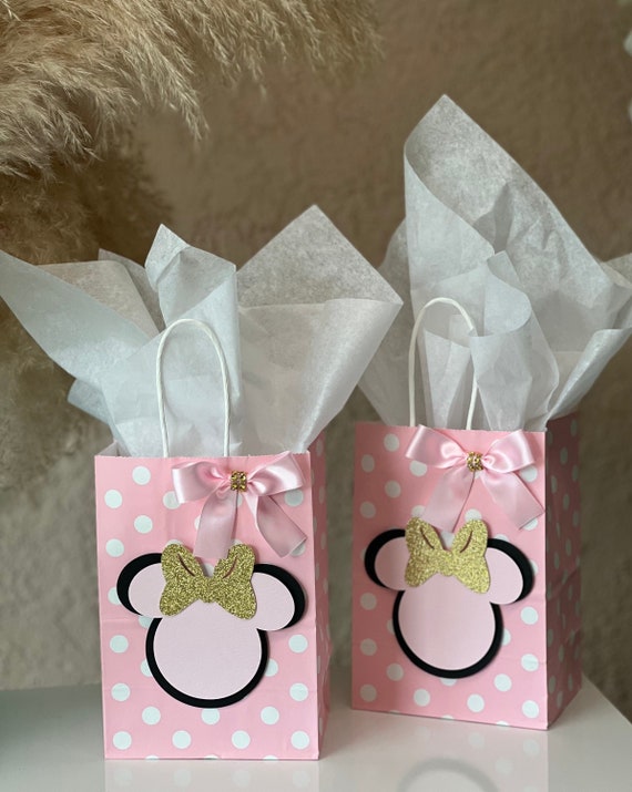 Party favor bag/Minnie Favor Bags/black and light pink favor bags/ baby shower favor bags/ Minnie mouse theme / Favor bags/3 BAGS Il_570xn