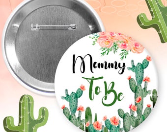 cactus /Tropical Desert/ Baby shower/ pin back baby shower/ button/ pin back/ gender reveal/peach cactus/  mommy to be/Tropical Floral Pack