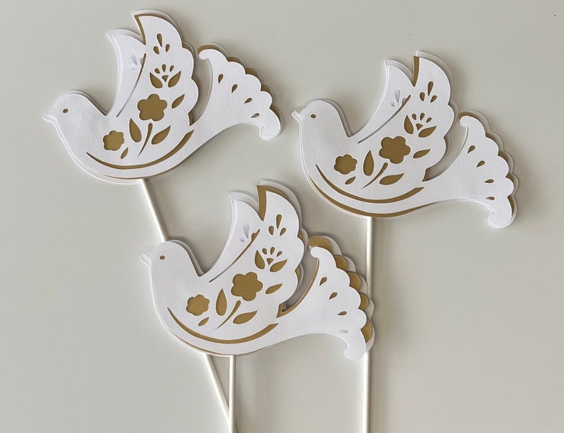 White and Silver Dove/ Dove Centerpieces Stick/ Dove Baptism/ - Etsy