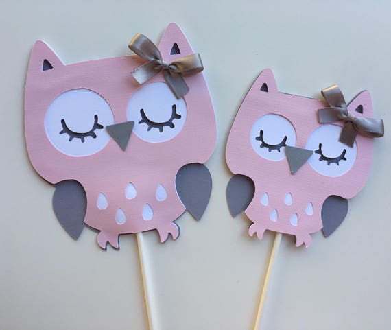 Owl / Owl party decoration/ Owl centerpieces stick/Owl Baby shower/ Light Pink and gray Il_570xn