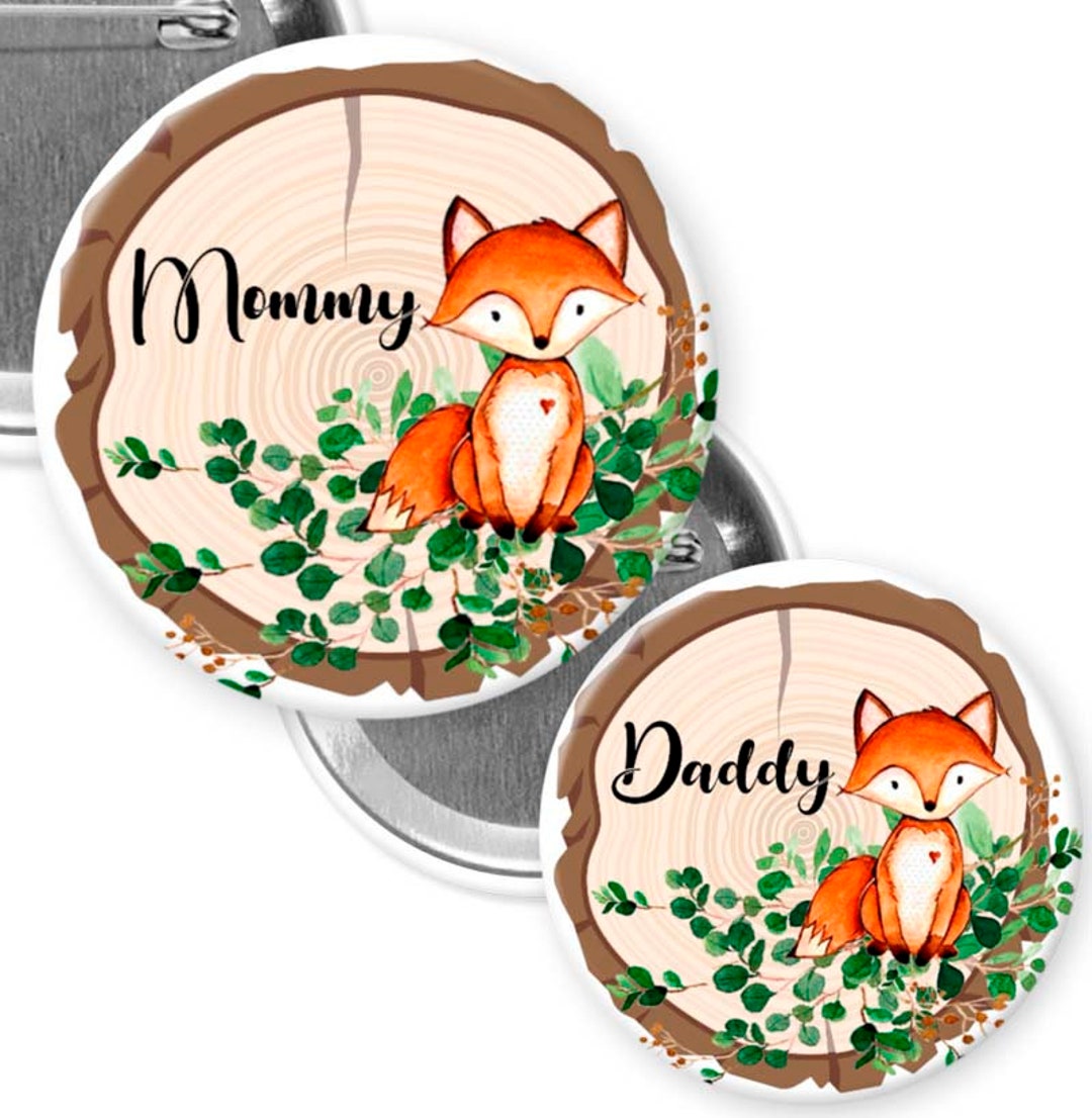 Fox Baby Shower/ Fox Boho/ Fox Pin Buttons/ Woodland Pins Buttons/ Fox ...