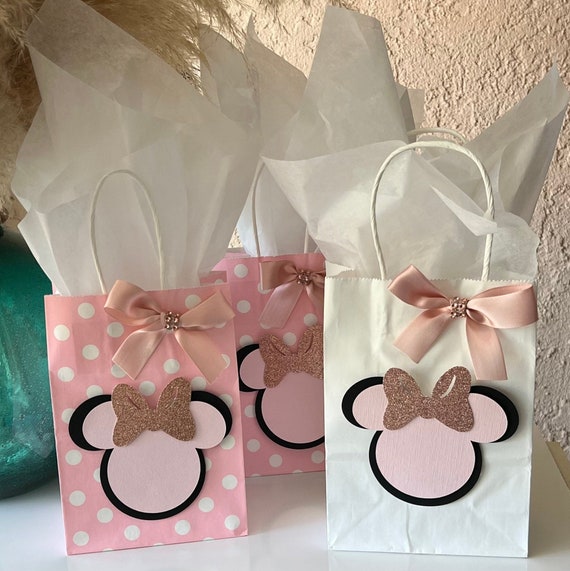 favor bags/party favor bags/Minnie Favor Bags/black and light pink favor bags/ baby shower favor bags/ Minnie mouse theme /rose gold Il_570xn