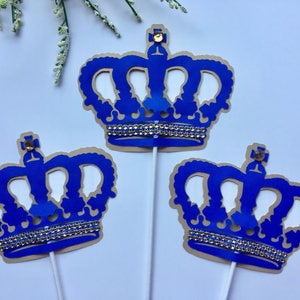 Royal prince crown/ royal crown baby shower/ crown centerpieces stick/ royal blue and gold crown/Royal Crown
