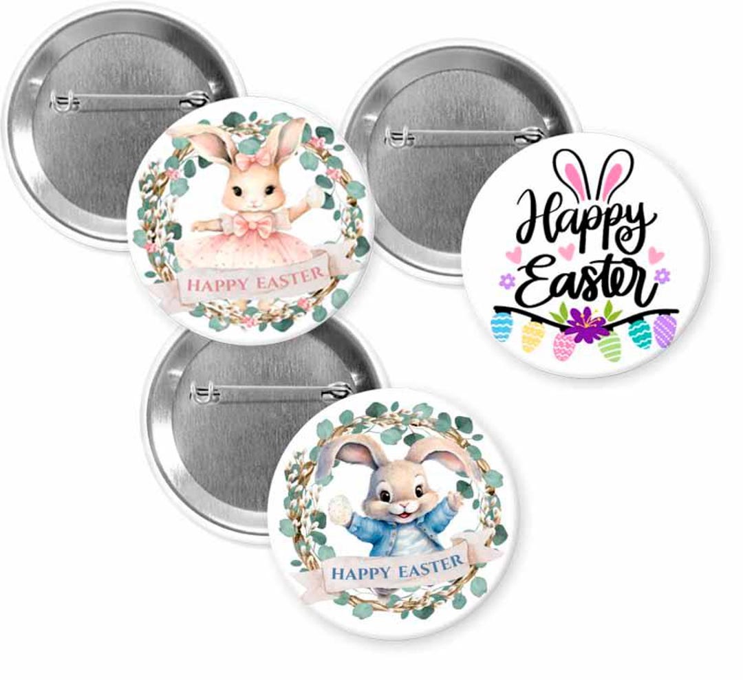 Bunny/easter/ 6 Buttons/bunny Pins Buttons/happy Easter/ Easter Rabbit ...