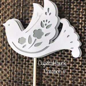 White and Silver Dove/ Dove Centerpieces Stick/ Dove Baptism/ Dove ...