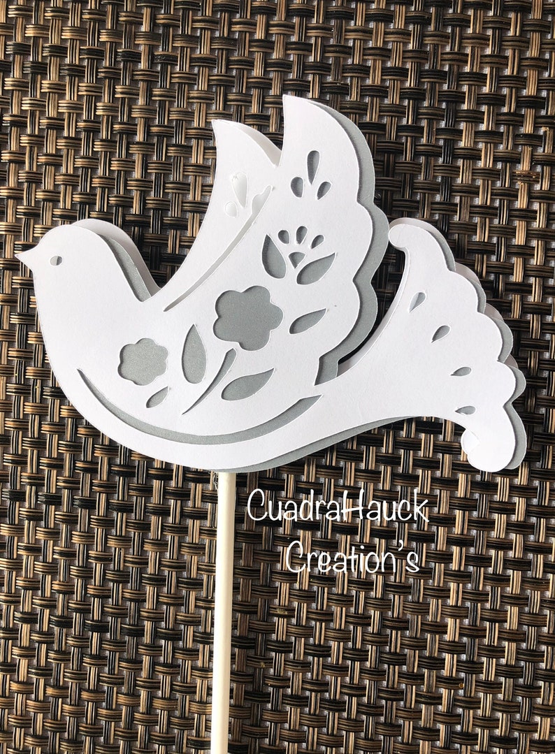 White and Silver Dove/ Dove Centerpieces Stick/ Dove Baptism/ - Etsy