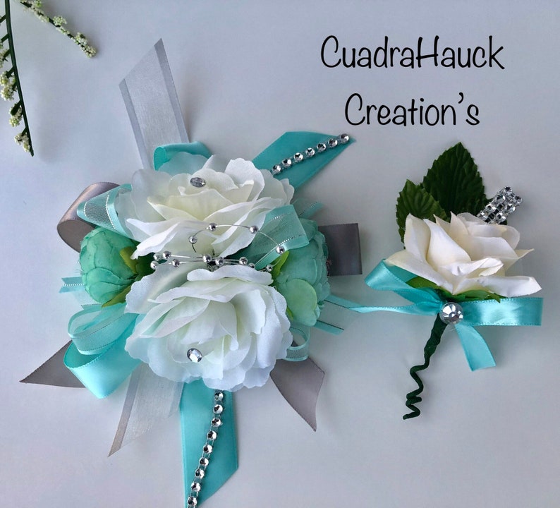 silver prom corsage