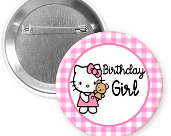 kitty buttons/ kitty birthday/kitty party/hello Kitty party/ kawaii kitty /birthday girl