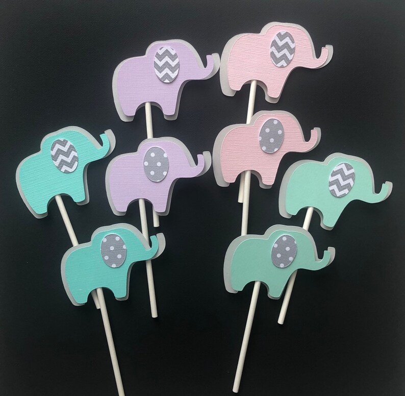 Elephant Cupcake Toppers/ Elephant Baby Shower/ Elephant Etsy