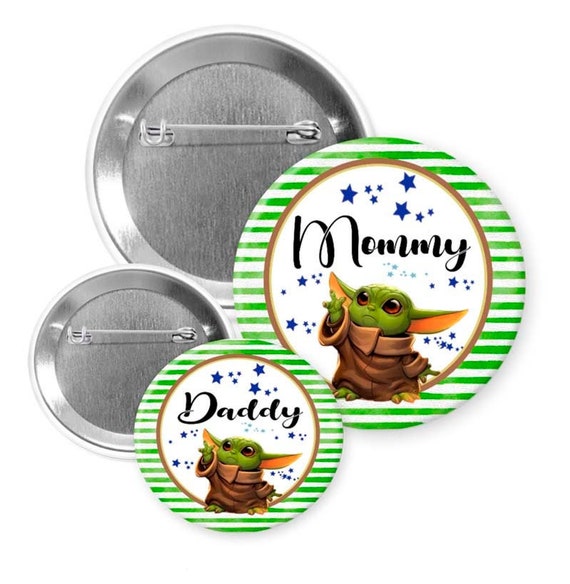 Baby Yoda / Baby shower/ pin back baby shower/ button/ pin back/ gender