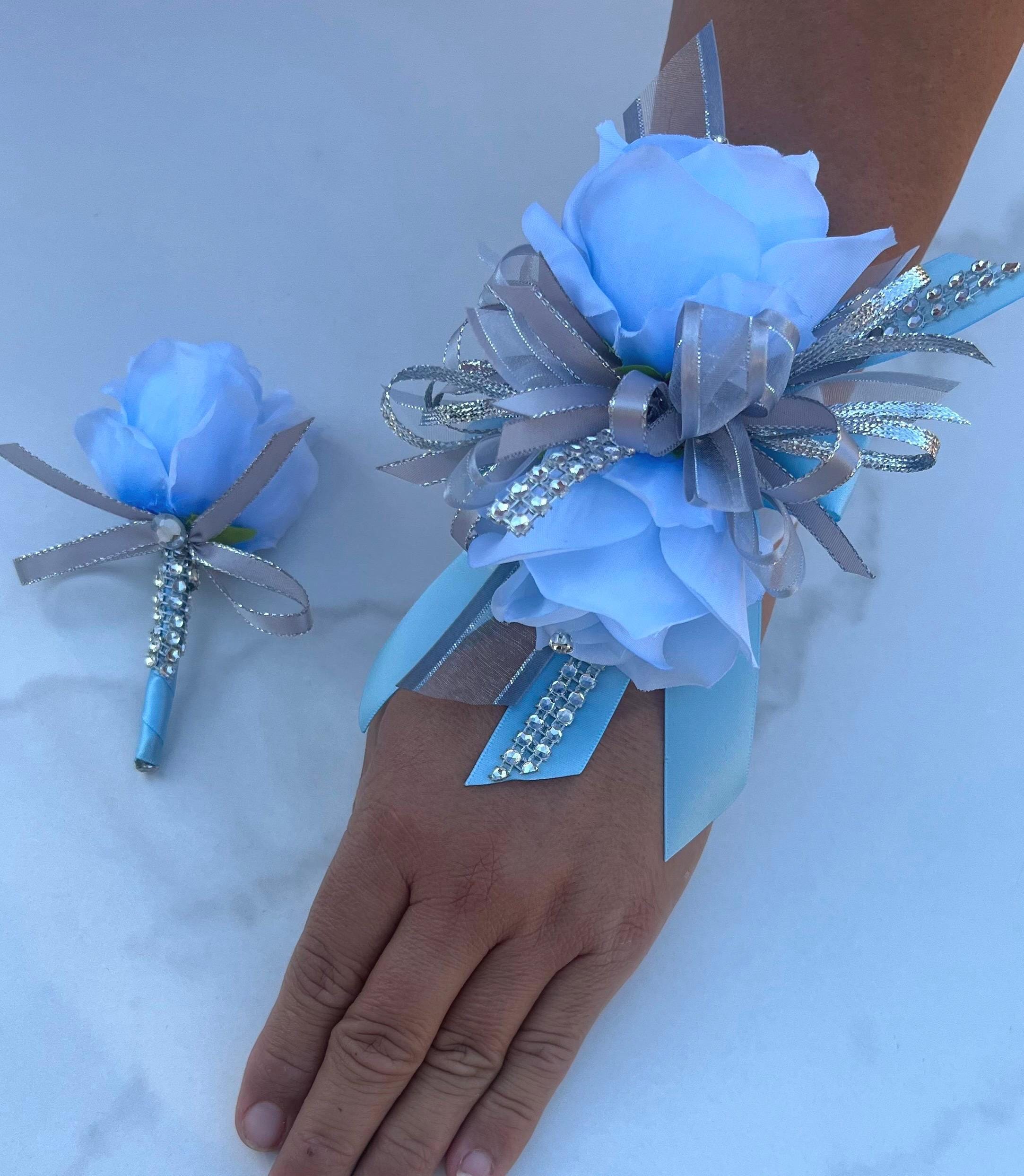 corsage with light blue dress Dark Navy A-line Prom Dress,V Neck Prom Dress Long,Simple Evening Dres main image 0