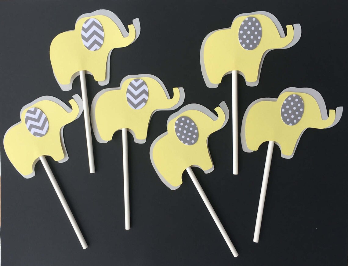 Elephant Cupcake Toppers/ Elephant Baby Shower/ Elephant Etsy