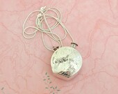 Sterling silver engraved perfume bottle pendant on sterling silver snake chain, 18 grams