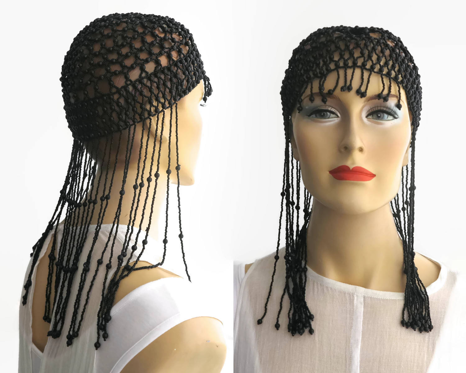 beaded flapper hat