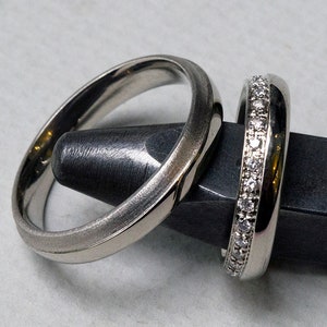 Diamond Wedding Band Set, White gold Wedding rings, Design Wedding rings, Handmade Wedding Bands, Eternity, Custom made,Diamond Wedding band