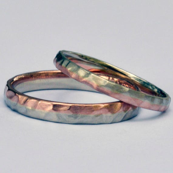 Hammered wedding band set Clearance
