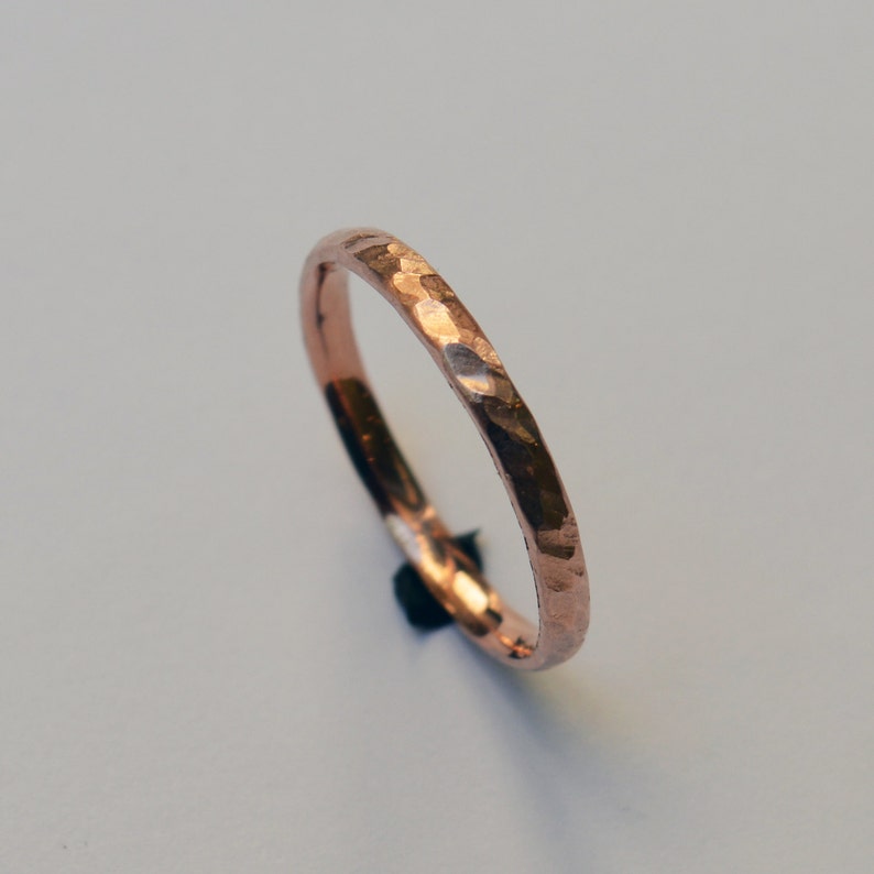 Rose Gold Band, Hammered Wedding Band, Unique,Thin Wedding Band, Organic Shape,Thin Ring, Mens Wedding Bands Women, Unisex,Tiny wedding band image 4