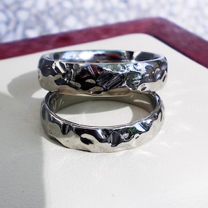 Hammered Wedding Rings Set,his and her, Handamade, Custom made, Wedding ring, Design Wedding Ring, Unique Hammered Ring, Artistic Ring