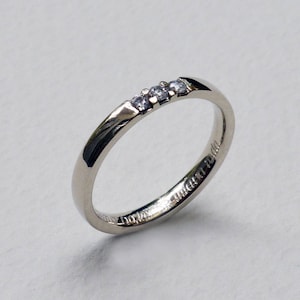 Female Wedding Ring with Diamonds,Woman Band, Diamond Band, Diamond Engagement Ring, 3 Diamonds Ring, Three Diamonds band, Three stone ring