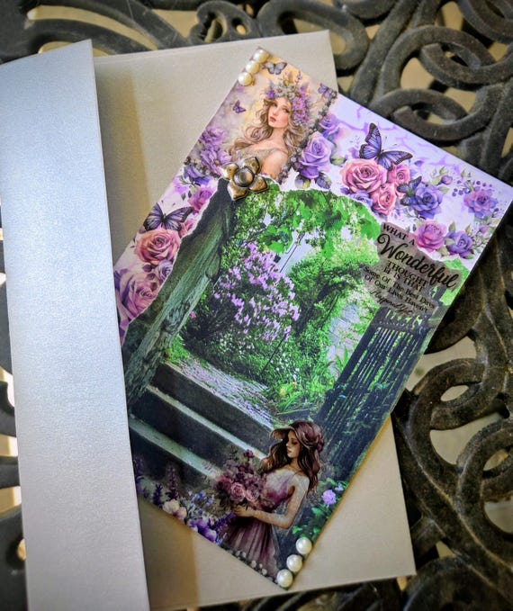 What a Wonderful Thought Art Postcard | 5x7 Mixed Media Keepsake | Romantic Gift with Silver Envelope