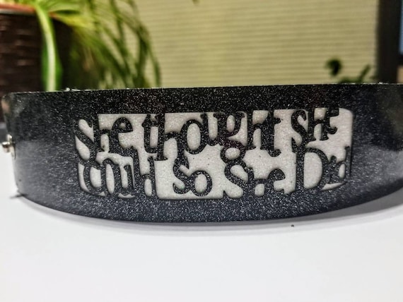 Sparkle Vinyl Cuff Bracelet - Layered Quote: She thought she could so she did. Choose your color.