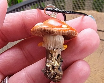 Mushroom Crystal Necklace - bronze quartz