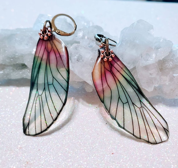 Iridescent Looking for a Rainbow Dragonfly Wings Earrings