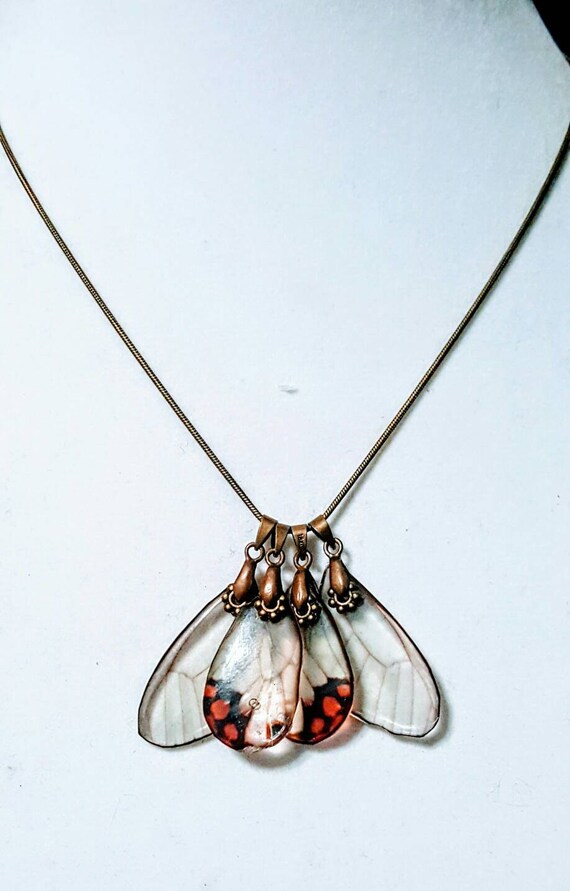 Red Spot Moth Wings Necklace Etsy