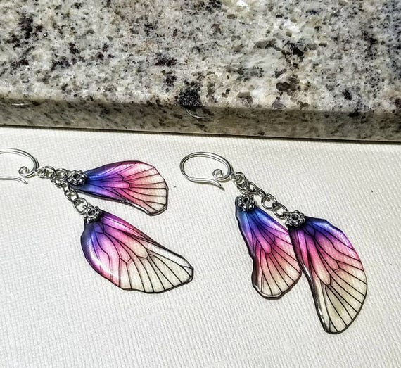 Iridescent Princess  Dragonfly Wings Earrings