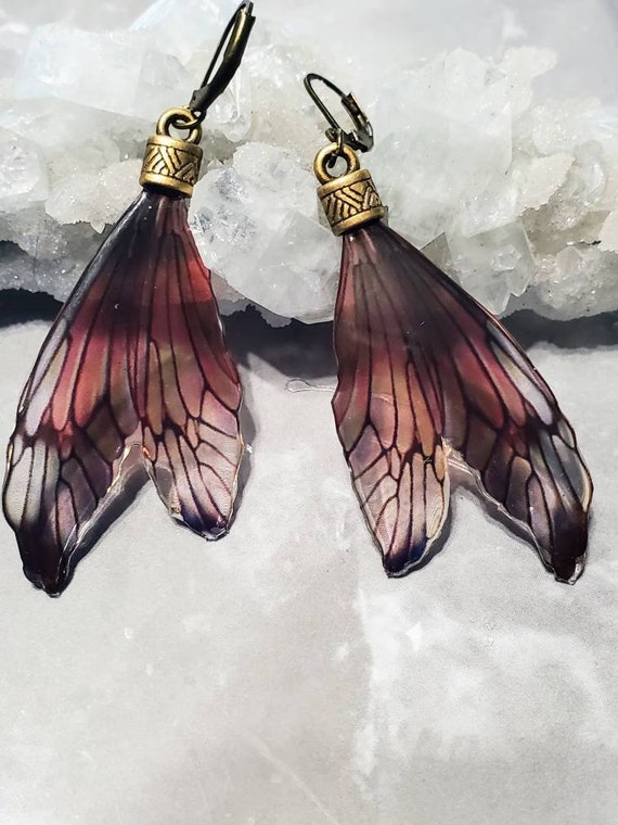 Iridescent Cherry on Top Damselfly Wings Earrings