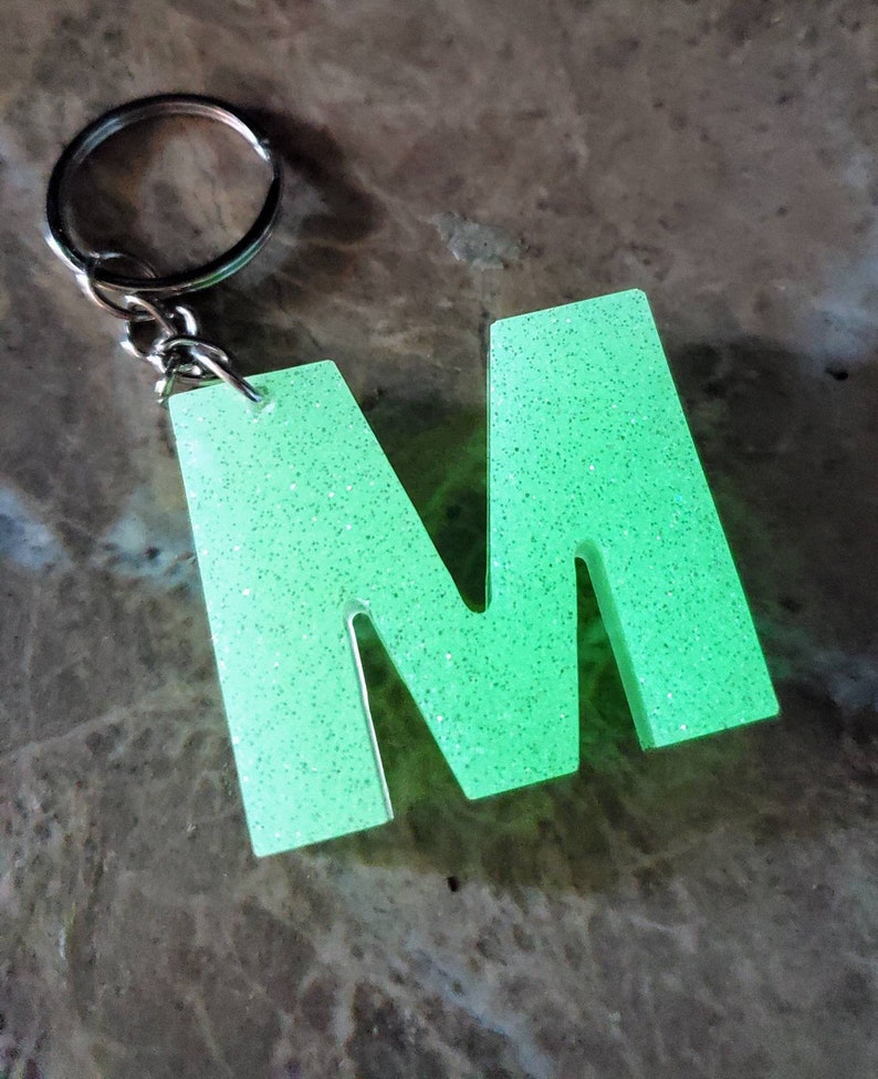 GLOW In The Dark Letter Keychain Choose your letter image 2