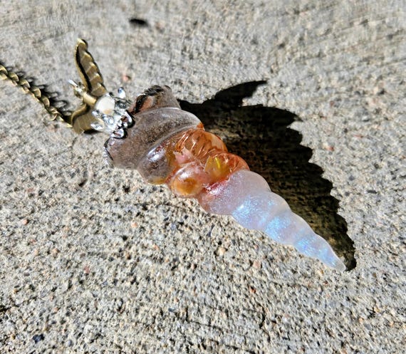 Citrine - Handmade Crystal Pendulum | Resin Dowsing Tool with Copper Spiral & Chameleon Pigment
