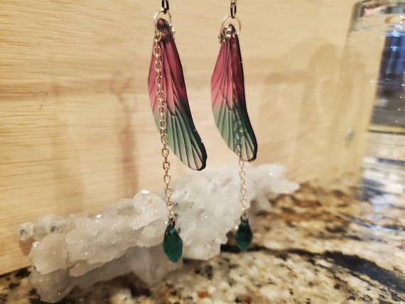 Watermelon Rain Dragonfly Earrings