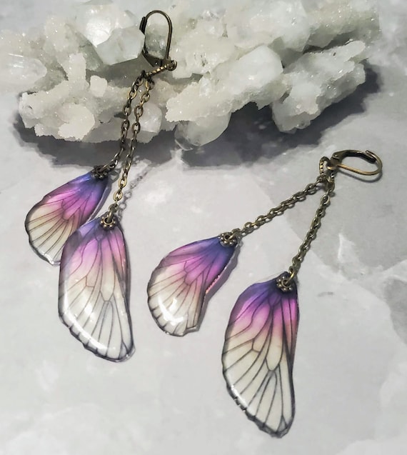 Iridescent Sunset Double Dragonfly Wings Earrings